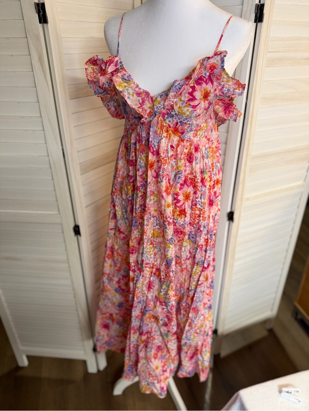 NWOT H&M Pink Floral Ruffle Sundress Sz XS LIKE NEW